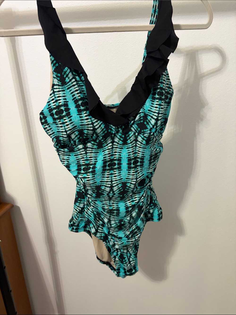 One Piece Swimsuit tummy control ruched sides adjustable straps